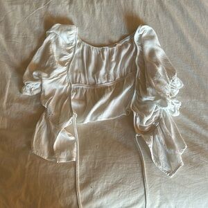 Lottie Moss (Altar’d State) White tie shirt